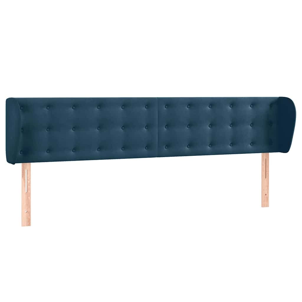 vidaXL Cabeceira de Cama com Abas Veludo 203x23x78/88cm Azul-escuro - 1454794162