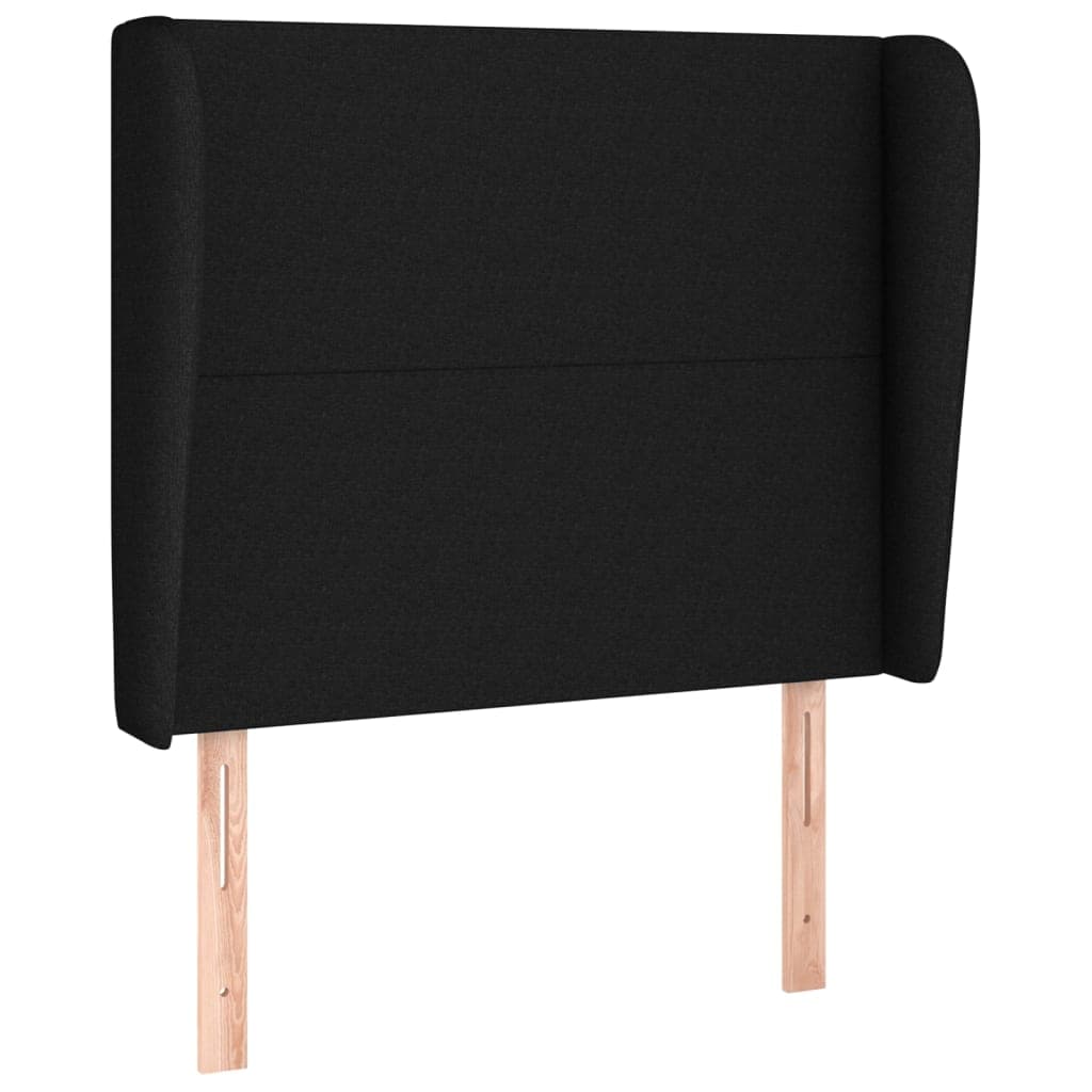 vidaXL Cabeceira de cama c/ abas tecido 93x23x118/128 cm preto