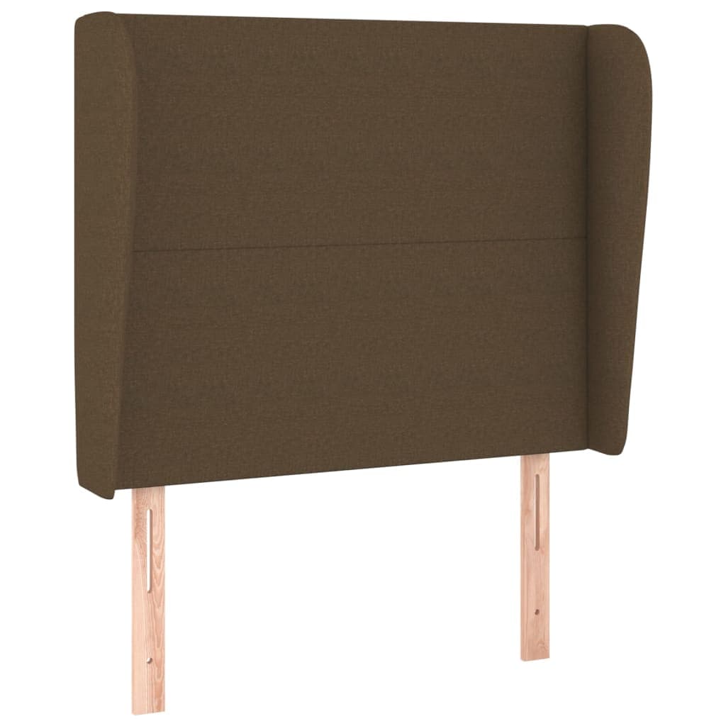 vidaXL Cabeceira cama c/ abas tecido 103x23x118/128 cm castanho-escuro