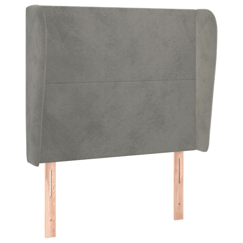 Cabeceira de Cama com Abas Veludo 93x23x118/128cm Cinzento-claro - 3117712