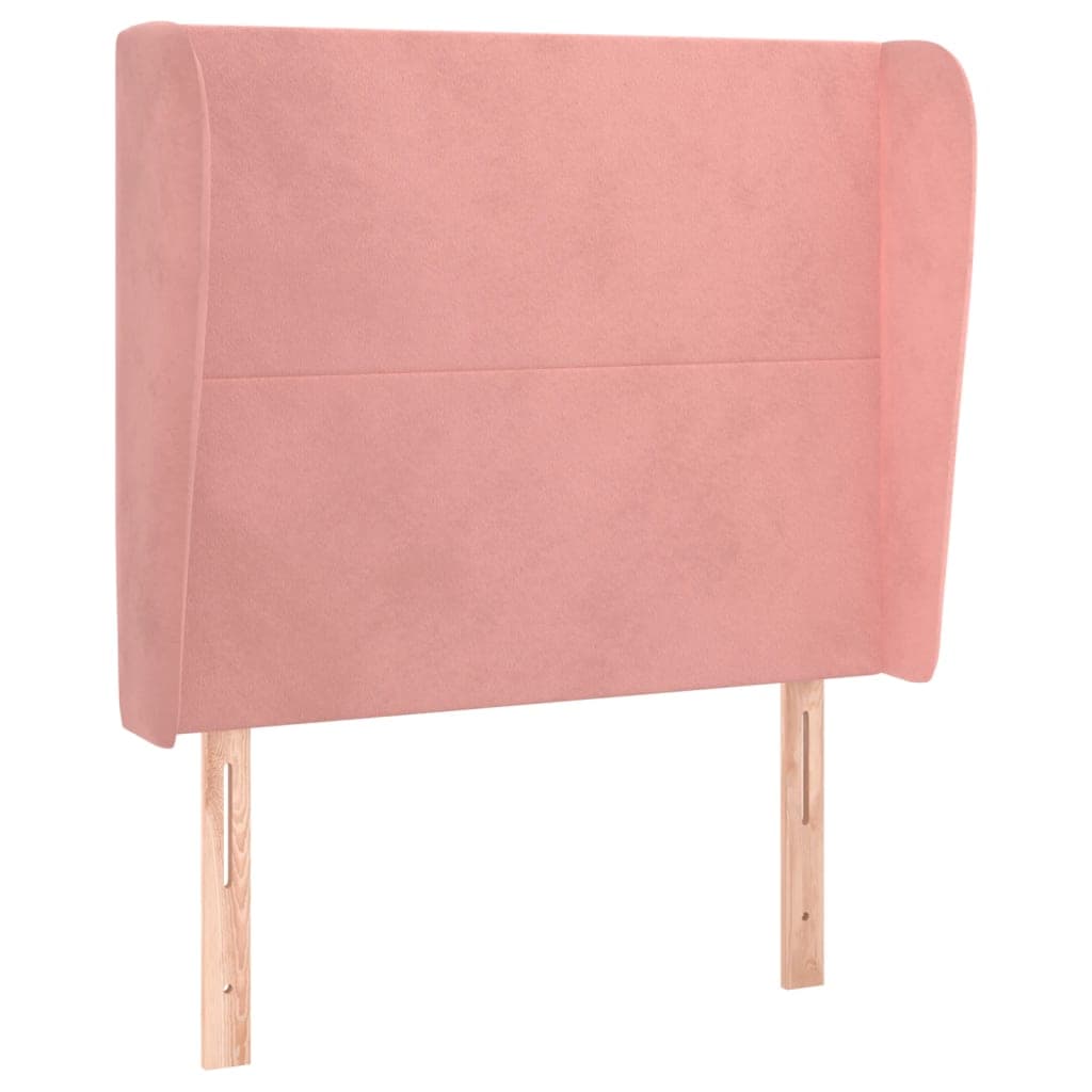 vidaXL Cabeceira de cama c/ abas veludo 93x23x118/128 cm rosa