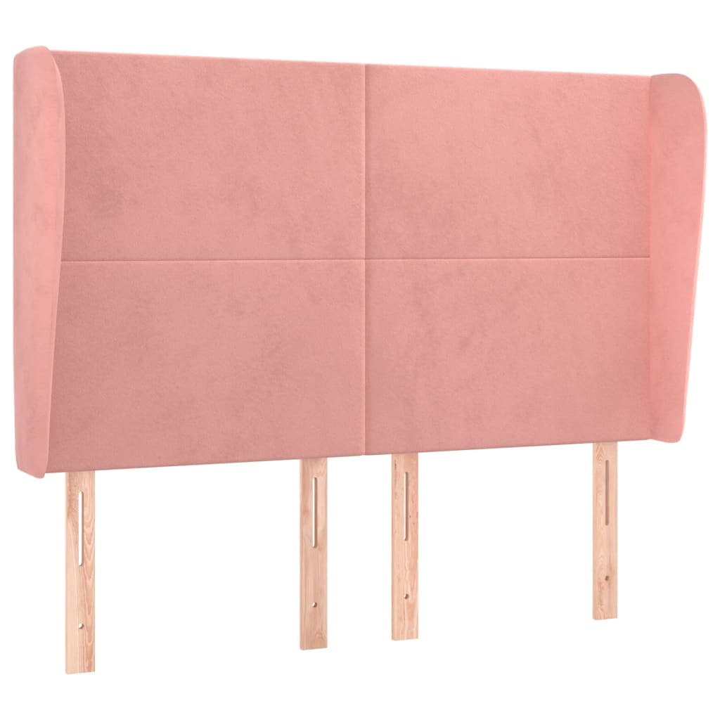 vidaXL Cabeceira de cama c/ abas veludo 147x23x118/128 cm rosa