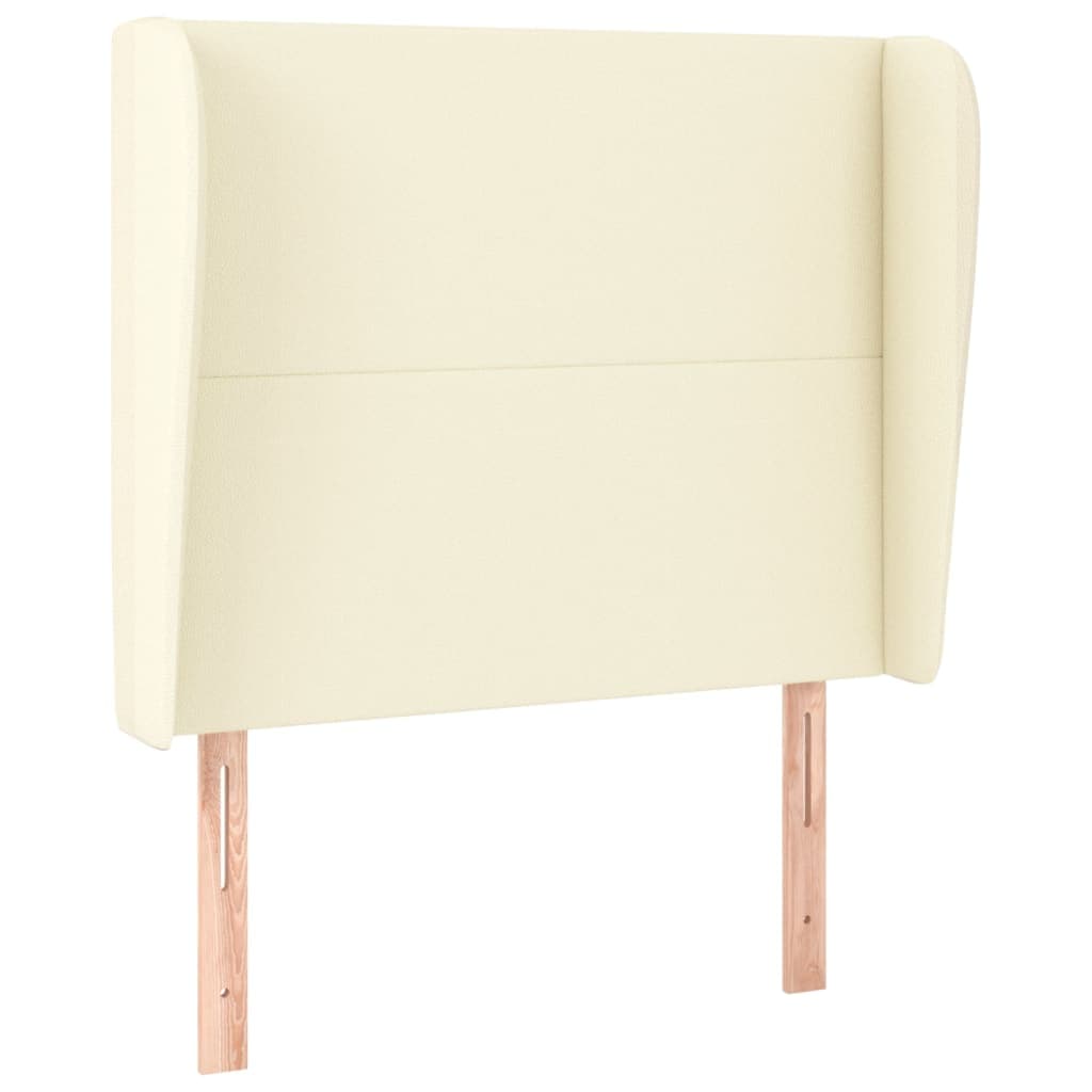 vidaXL Cabeceira cama c/ abas couro artificial 93x23x118/128 cm creme