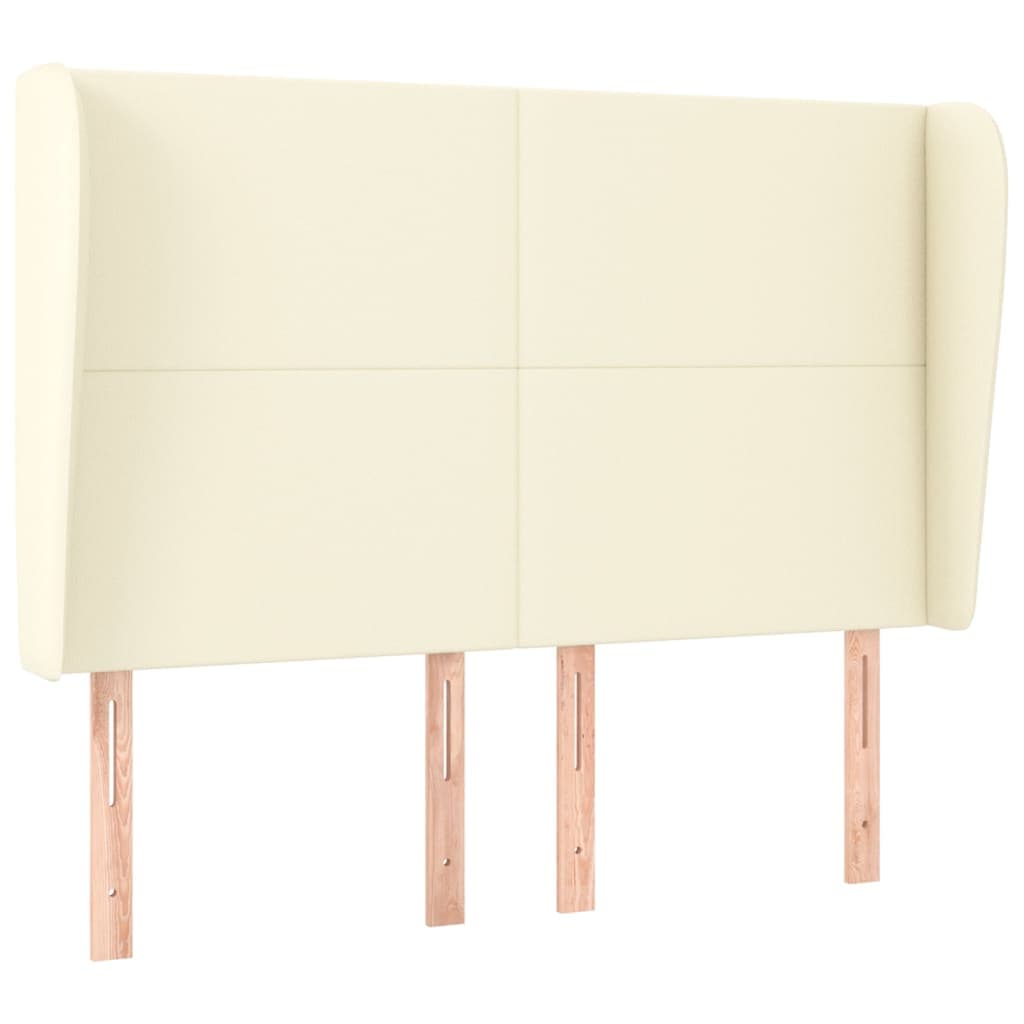vidaXL Cabeceira cama c/ abas couro artificial 147x23x118/128 cm creme