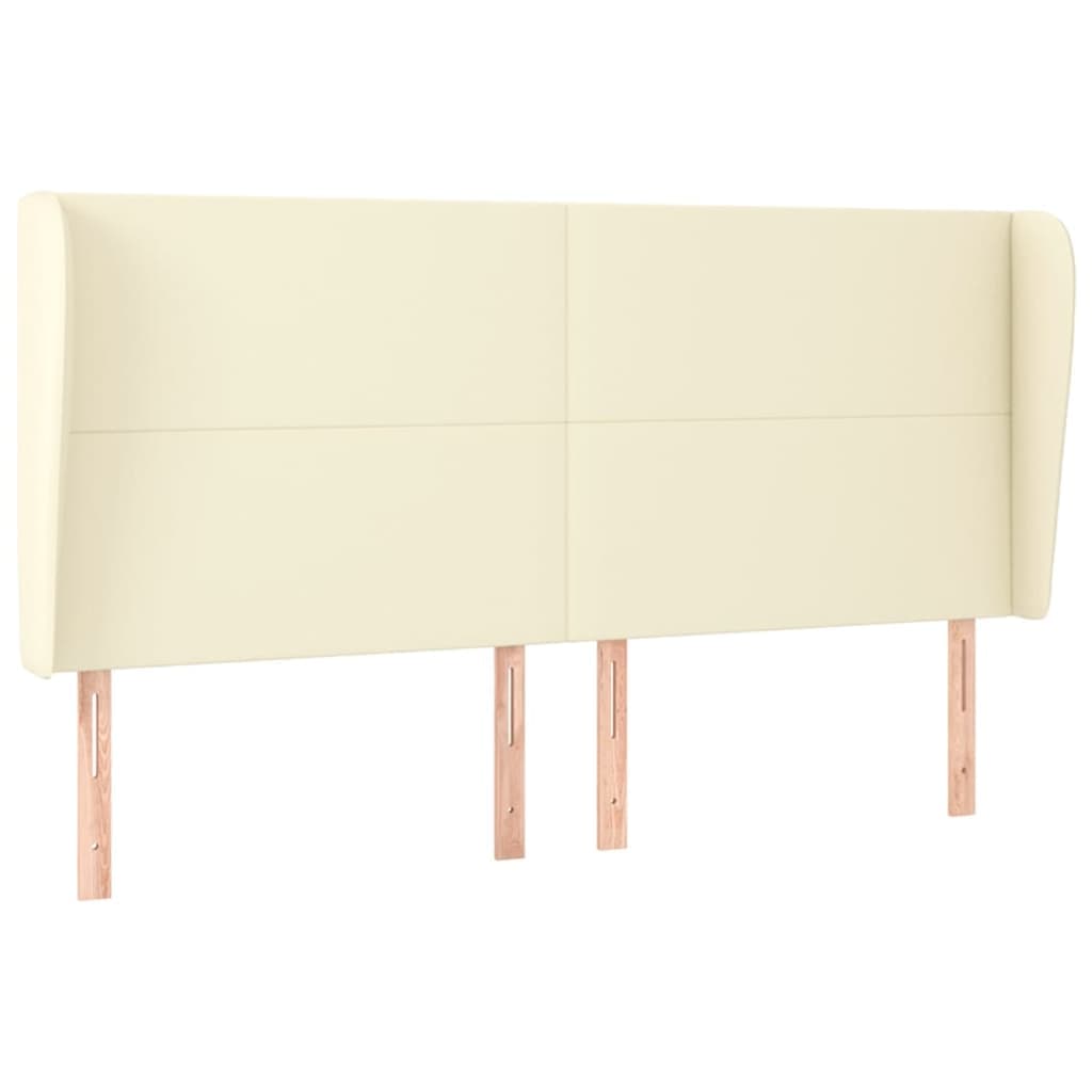 Cabeceira Cama com Abas Couro Artificial 183x23x118/128 cm Creme - 3117780