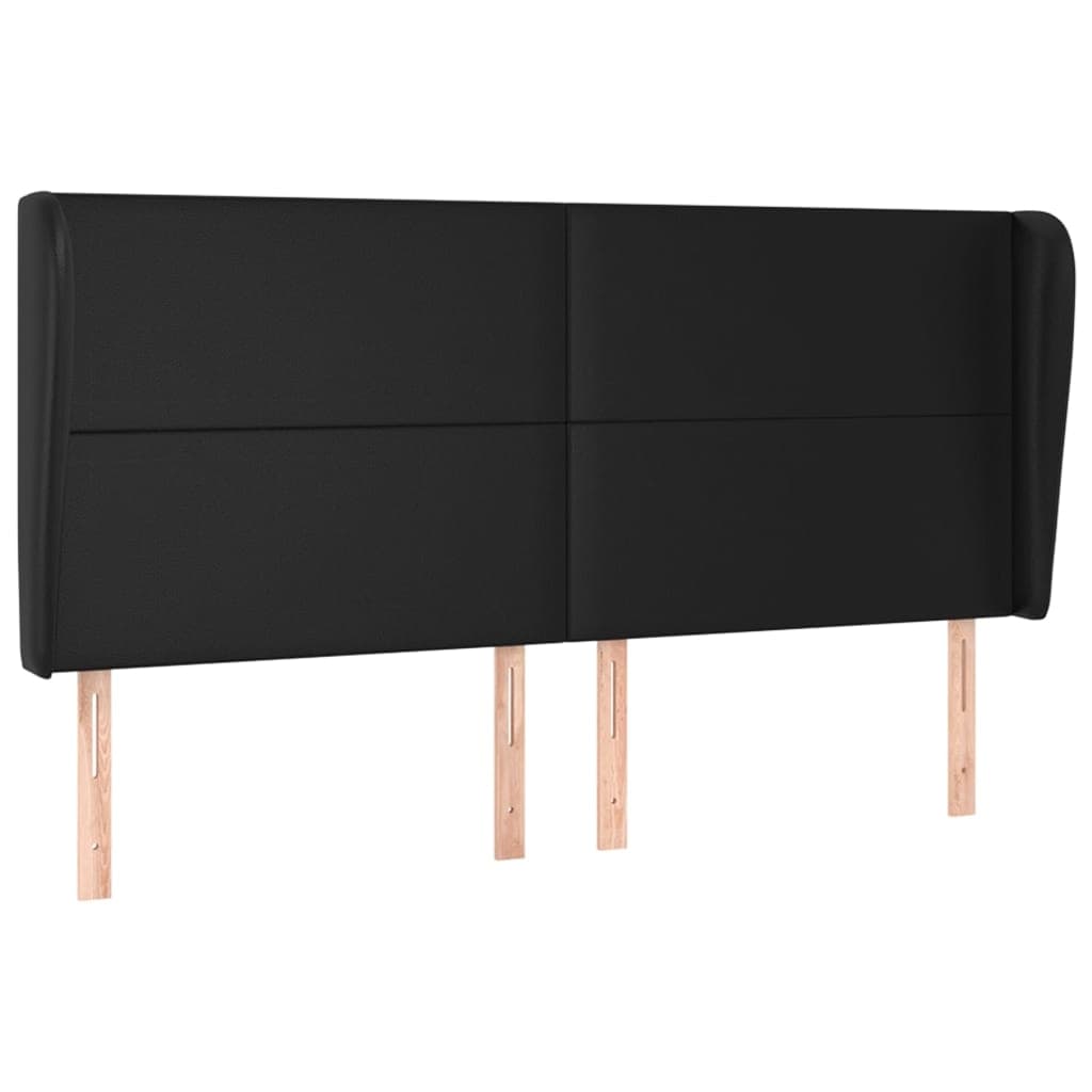 vidaXL Cabeceira de cama c/ abas couro artif. 203x23x118/128 cm preto