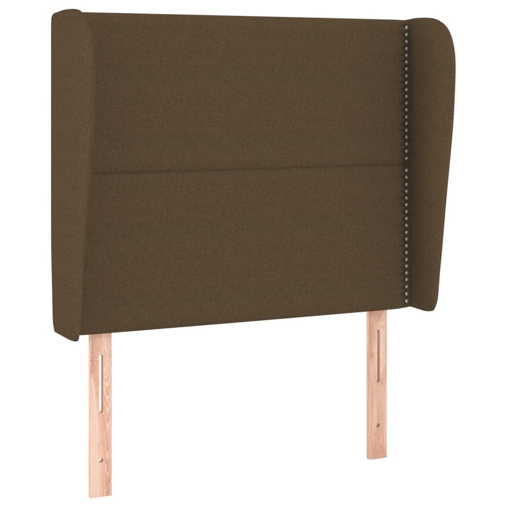 vidaXL Cabeceira cama c/ abas tecido 103x23x118/128 cm castanho-escuro