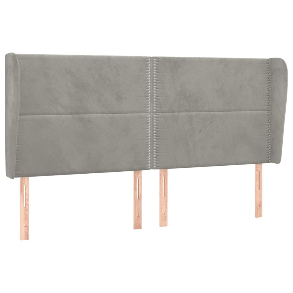Cabeceira Cama com Abas Veludo 203x23x118/128 cm Cinzento-claro - 3117882