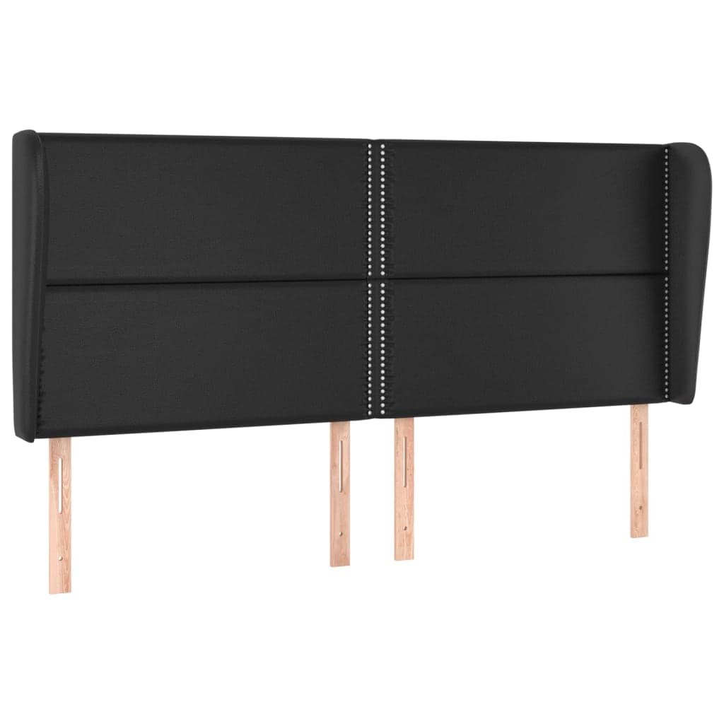 vidaXL Cabeceira de cama c/ abas couro artif. 203x23x118/128 cm preto