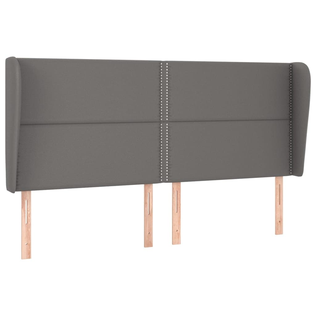 vidaXL Cabeceira cama c/ abas couro artif. 203x23x118/128 cm cinzento