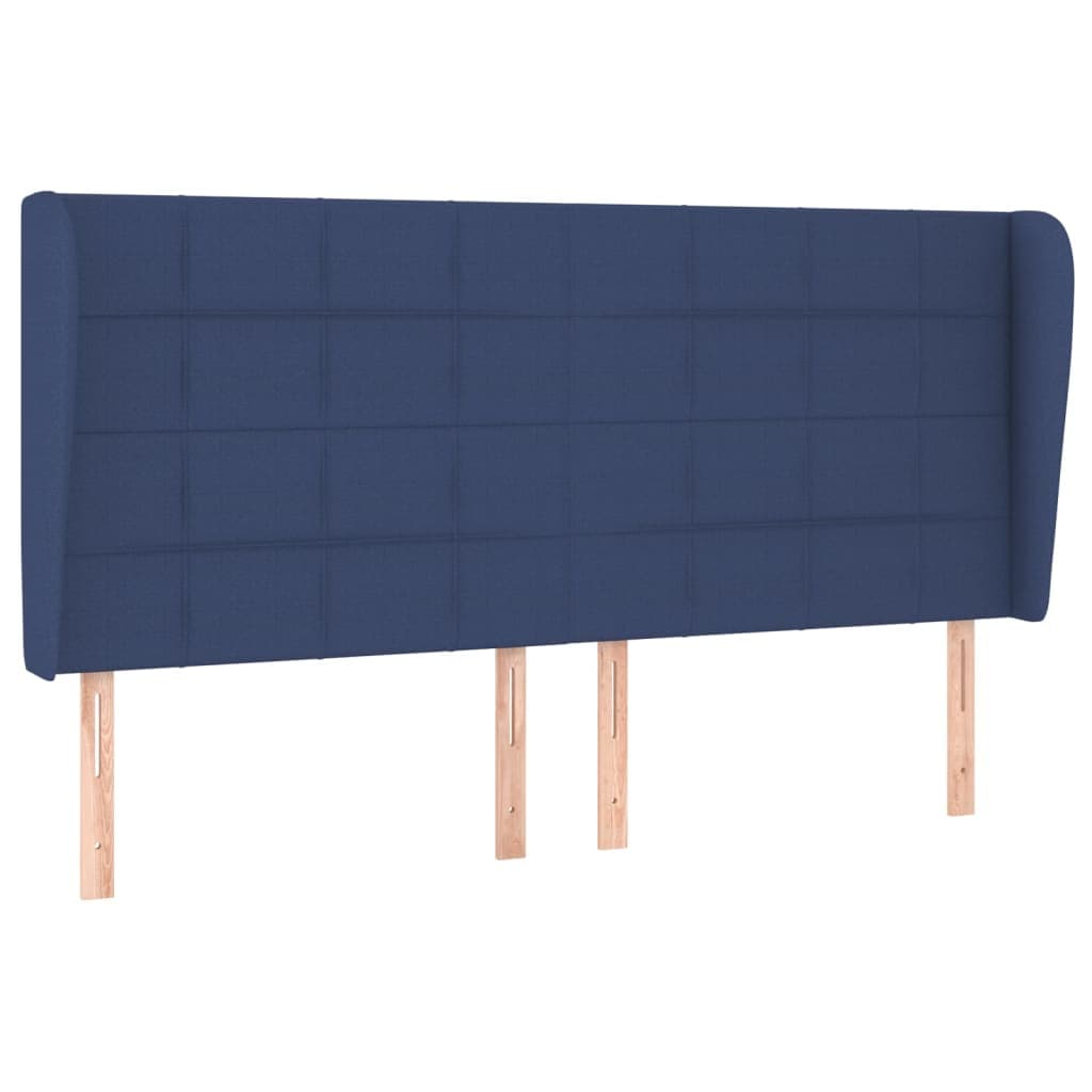 vidaXL Cabeceira de cama c/ abas tecido 163x23x118/128 cm azul