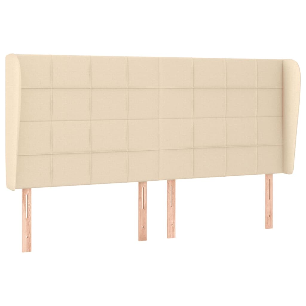 vidaXL Cabeceira de cama c/ abas tecido 183x23x118/128 cm creme