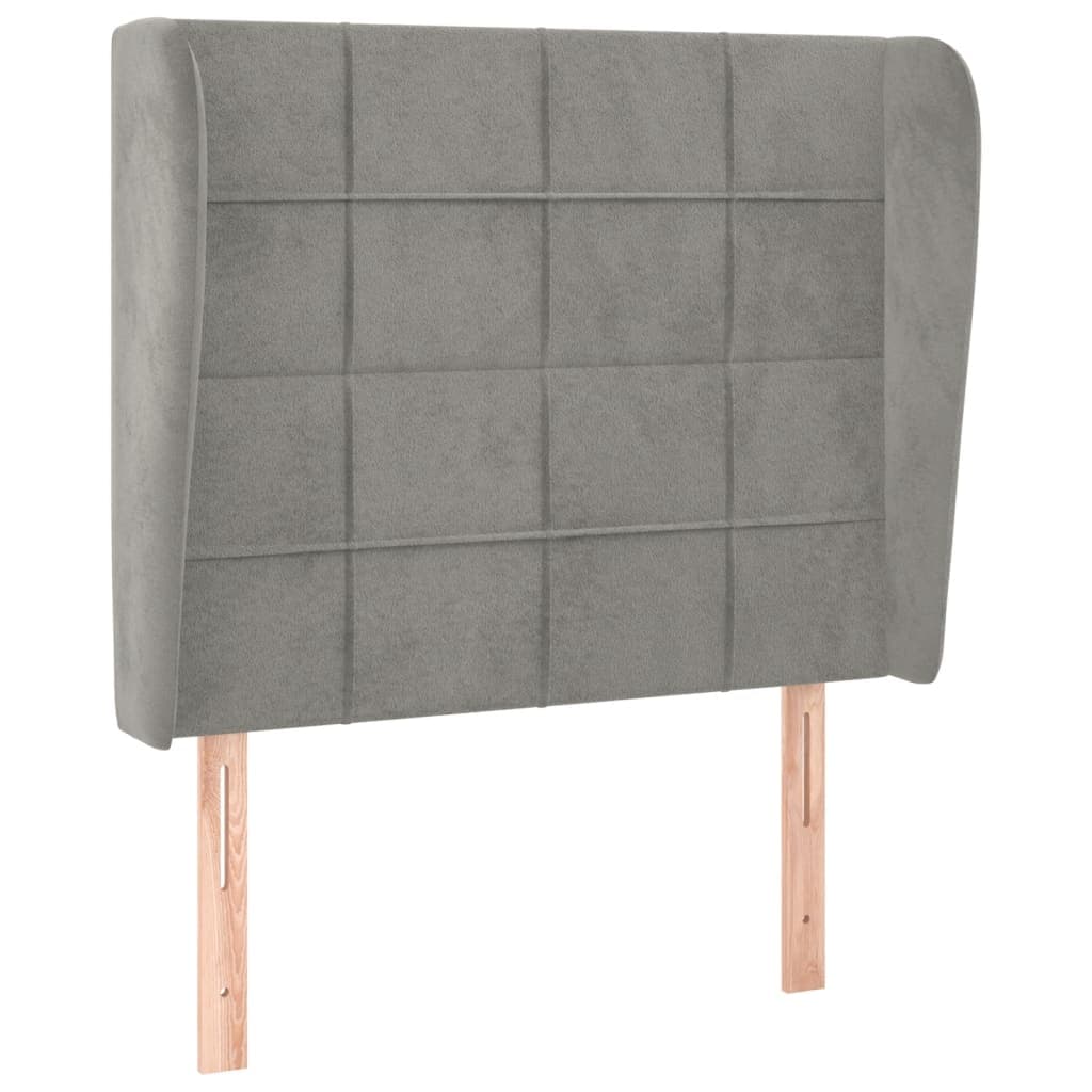 vidaXL Cabeceira cama c/ abas veludo 103x23x118/128 cm cinzento-claro