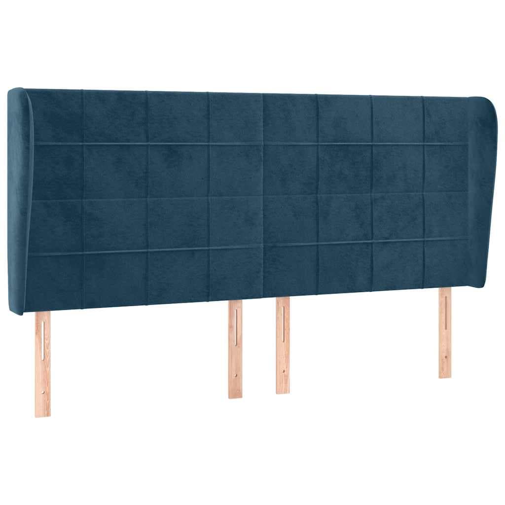 vidaXL Cabeceira Cama com Abas Veludo 183x23x118/128 cm Azul-escuro - 1389962978