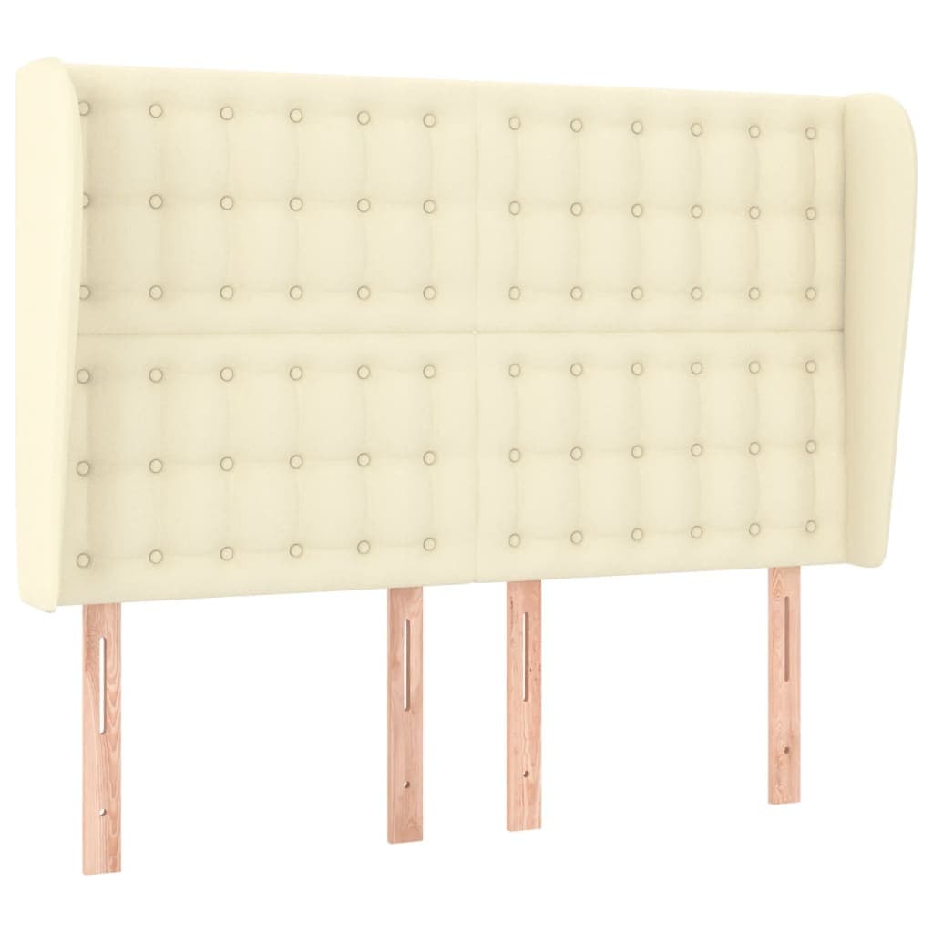 Cabeceira Cama com Abas Couro Artificial 147x23x118/128 cm Creme - 3118048