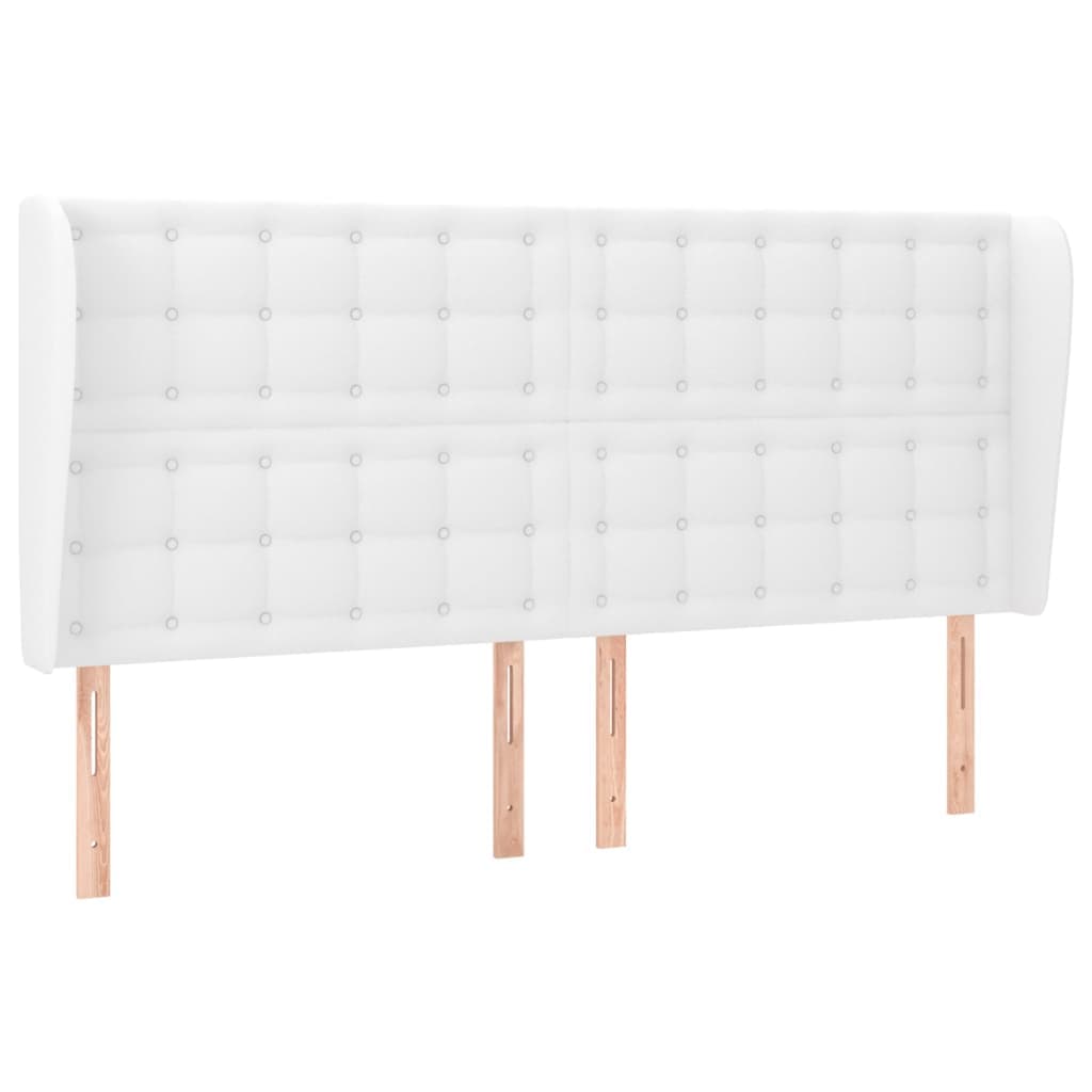 vidaXL Cabeceira cama c/ abas couro artificial 203x23x118/128cm branco