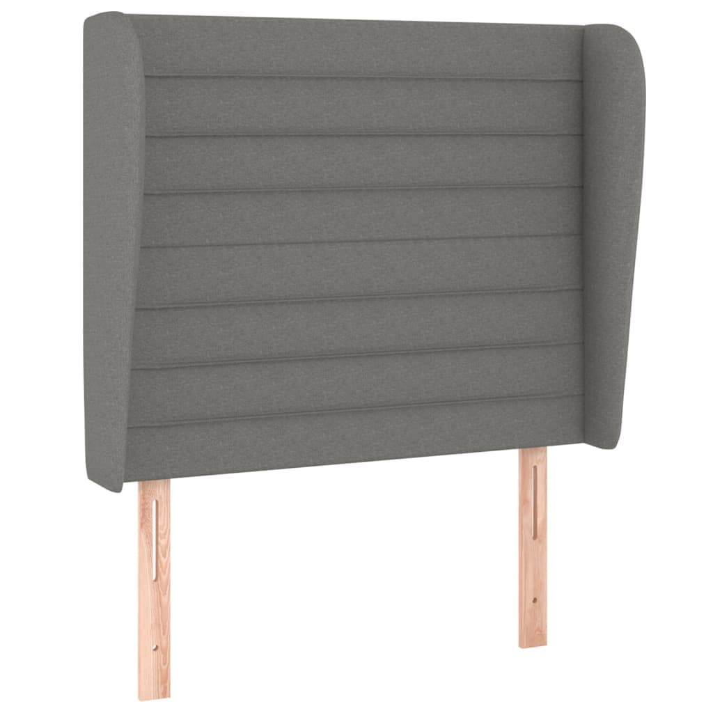 vidaXL Cabeceira cama c/ abas tecido 83x23x118/128 cm cinzento-escuro