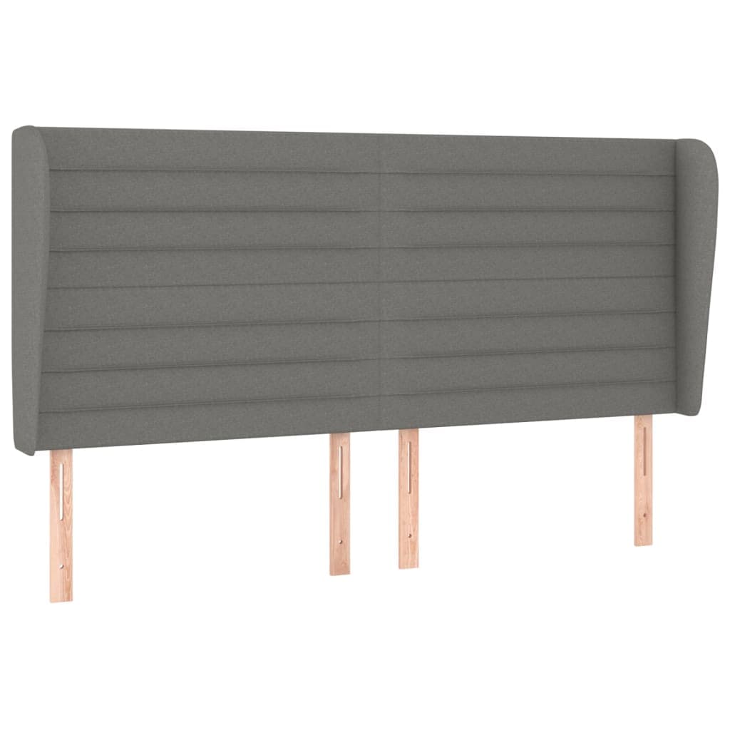 vidaXL Cabeceira cama c/ abas tecido 163x23x118/128 cm cinzento-escuro