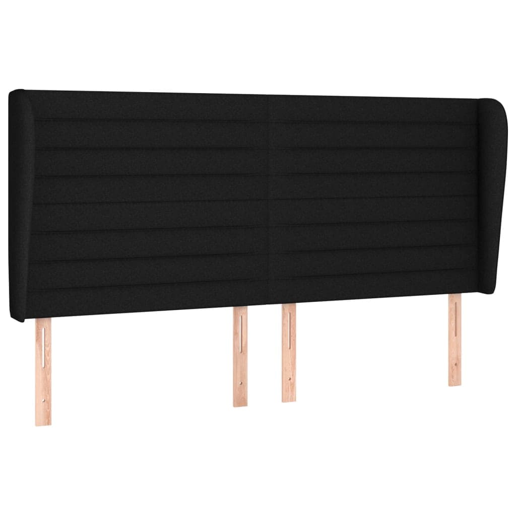 vidaXL Cabeceira de cama c/ abas tecido 163x23x118/128 cm preto