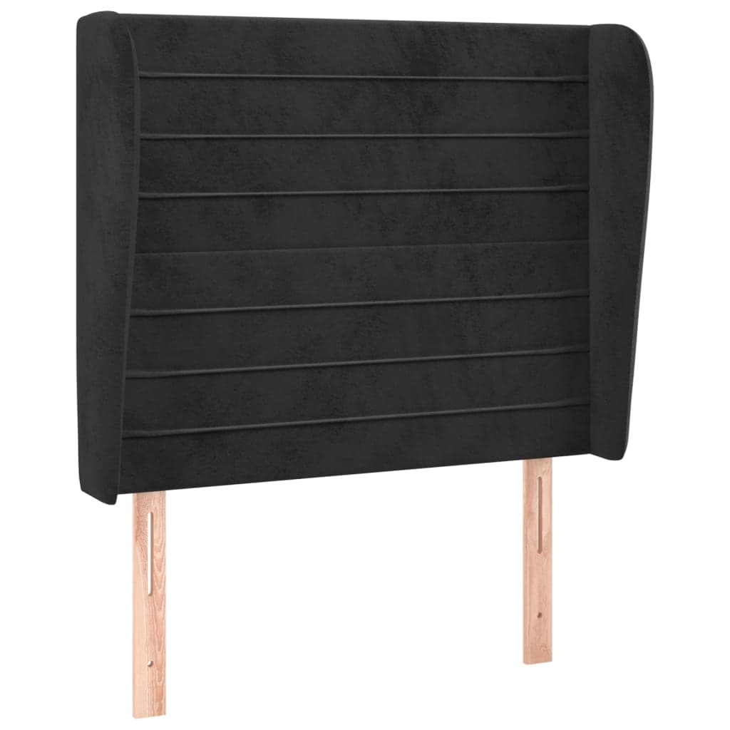 vidaXL Cabeceira de cama c/ abas veludo 93x23x118/128 cm preto