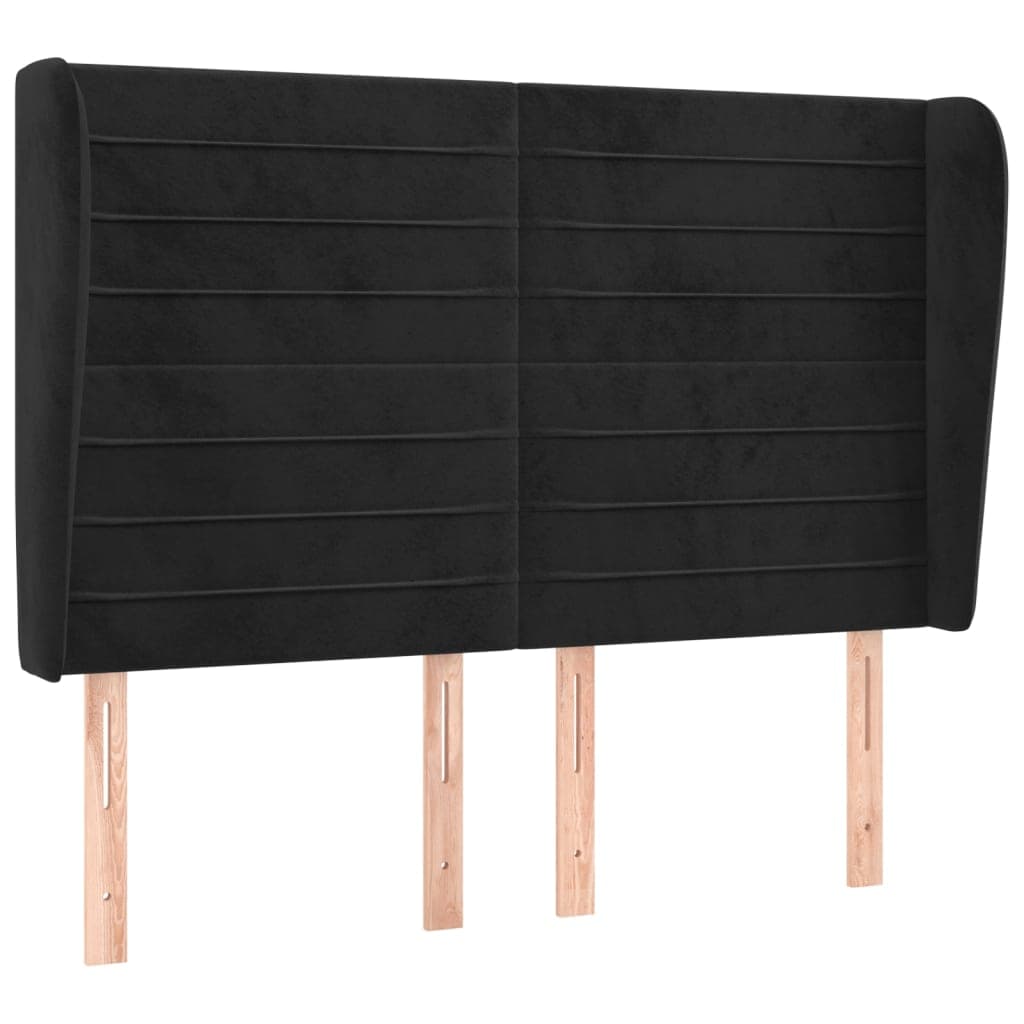 vidaXL Cabeceira de cama c/ abas veludo 147x23x118/128 cm preto