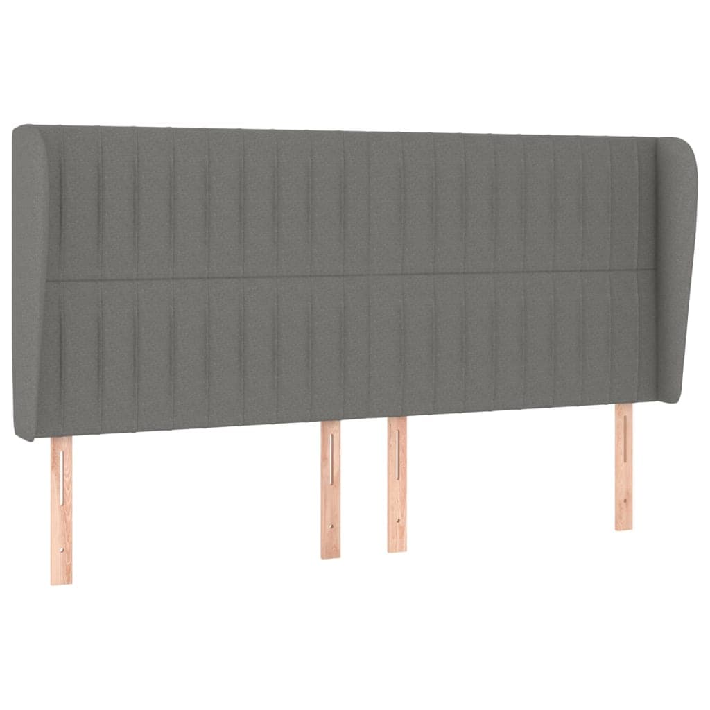 vidaXL Cabeceira cama c/ abas tecido 183x23x118/128 cm cinzento-escuro