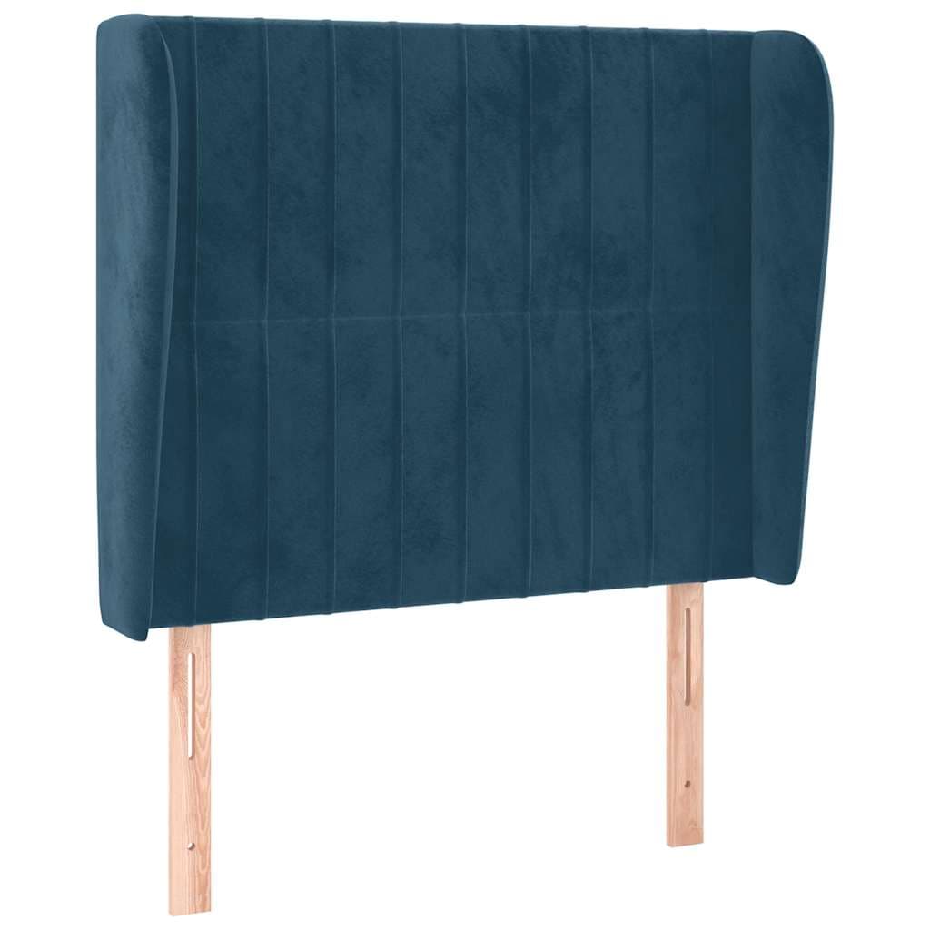 vidaXL Cabeceira cama c/ abas veludo 83x23x118/128 cm azul-escuro