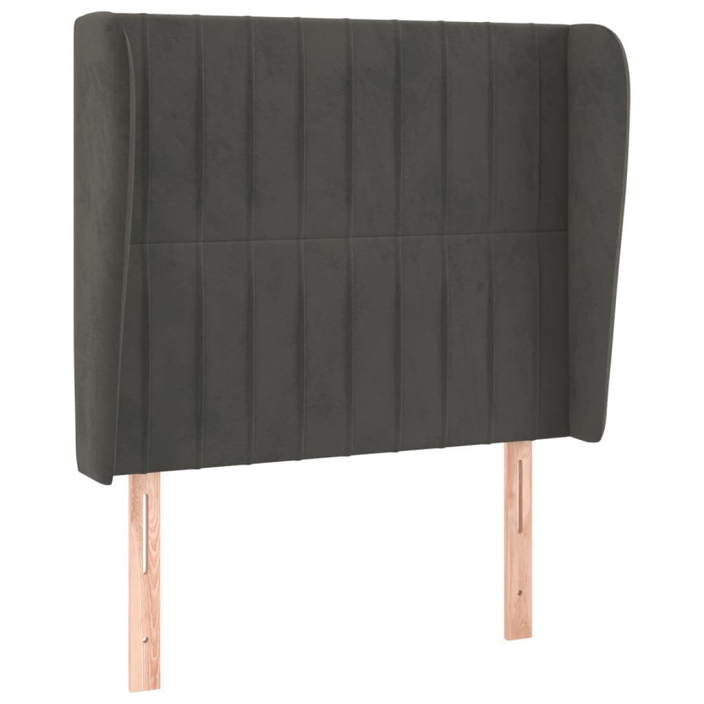 vidaXL Cabeceira cama c/ abas veludo 103x23x118/128 cm cinzento-escuro