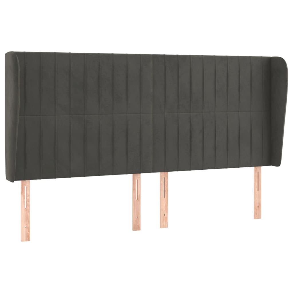 vidaXL Cabeceira cama c/ abas veludo 163x23x118/128 cm cinzento-escuro