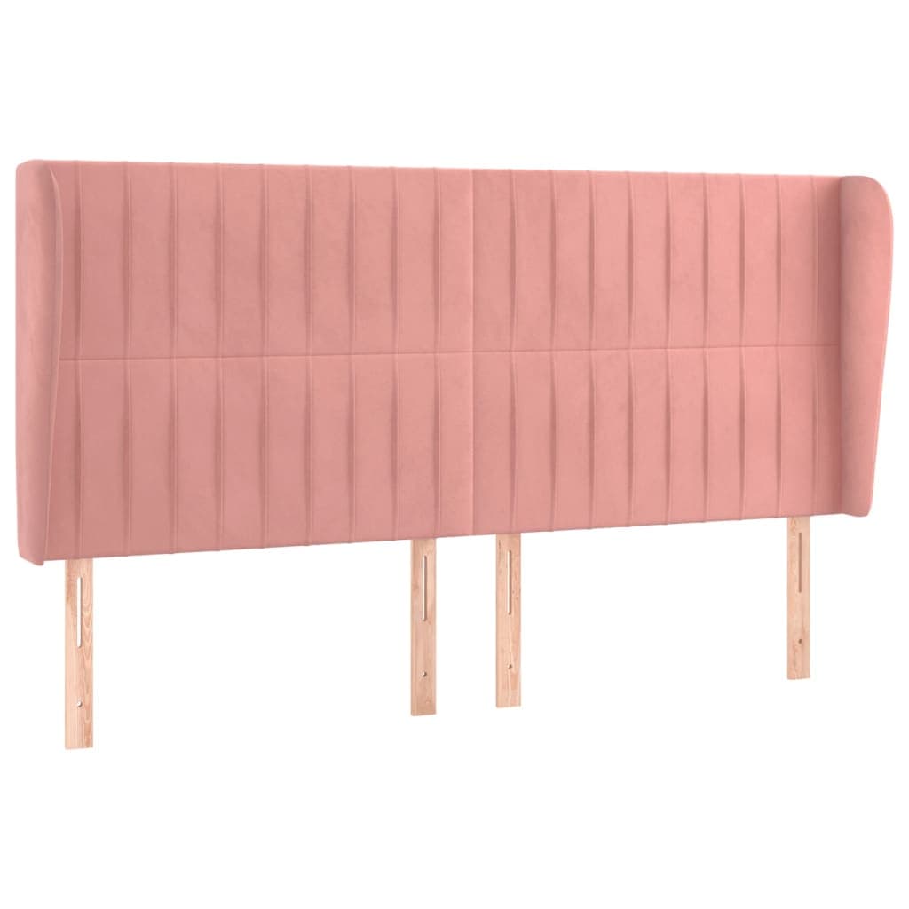 vidaXL Cabeceira cama c/ abas veludo 163x23x118/128 cm rosa