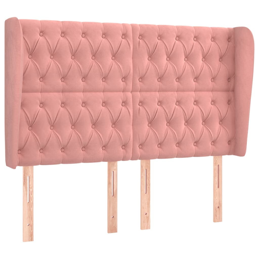 vidaXL Cabeceira cama c/ abas veludo 163x23x118/128 cm rosa