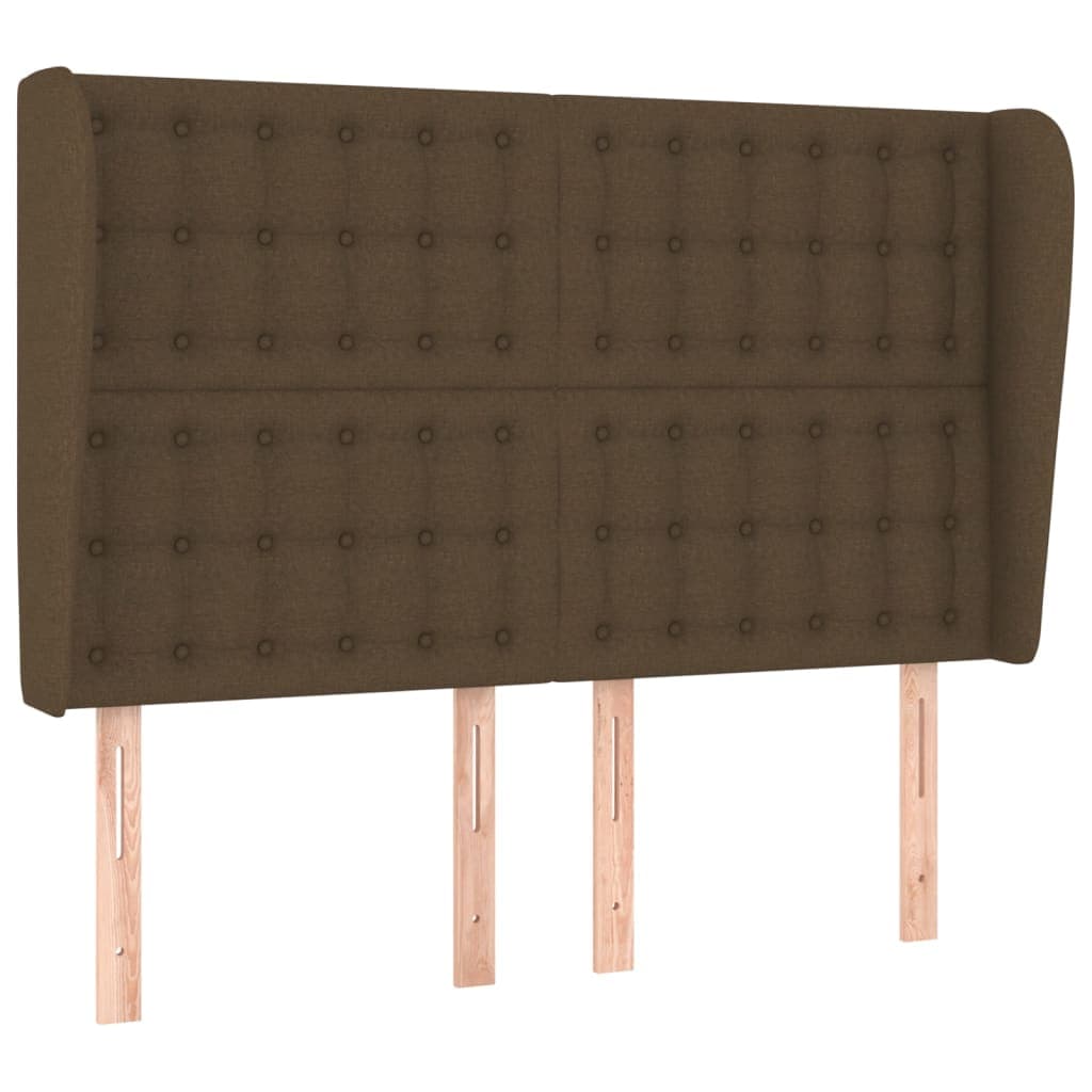 Cabeceira Cama com Abas Tecido 147x23x118/128 cm Castanho-escuro - 3118391