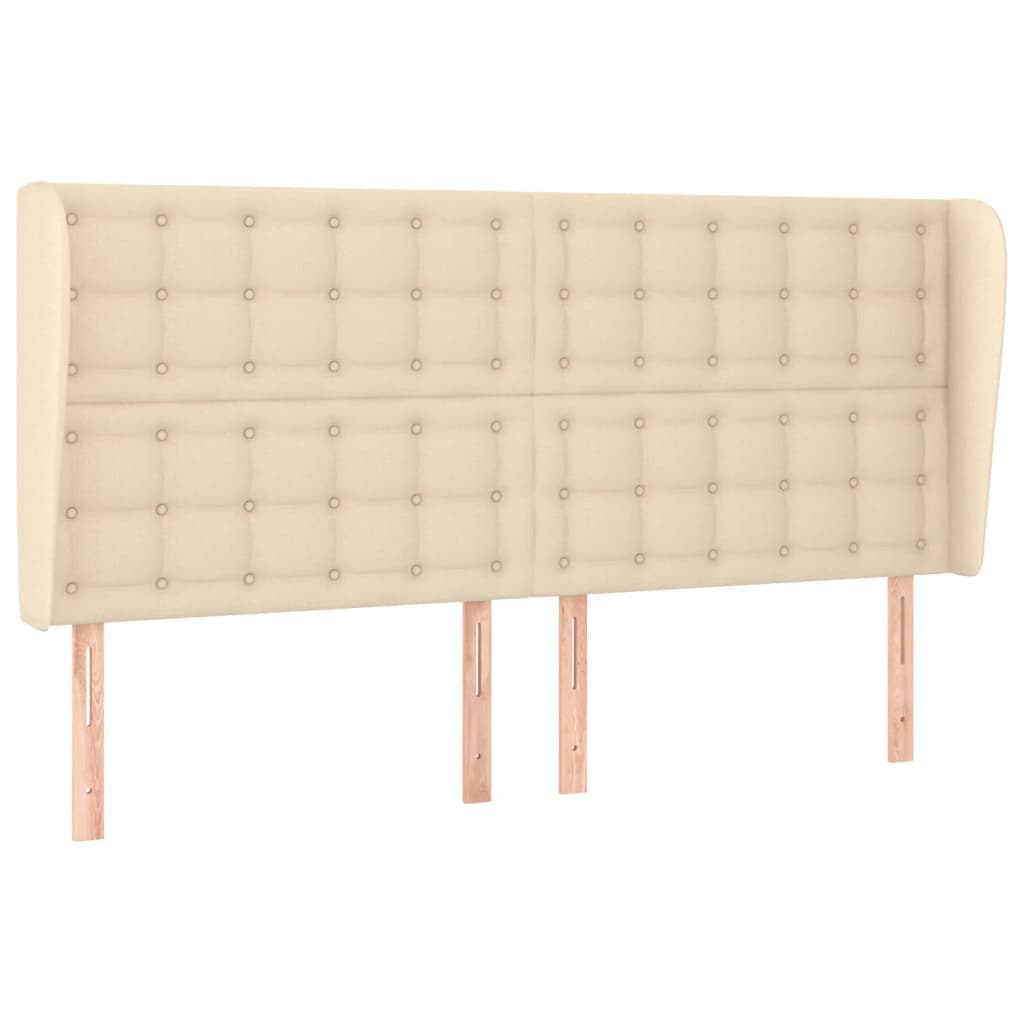 vidaXL Cabeceira de Cama com Abas Tecido 163x23x118/128 cm Creme - 283237418