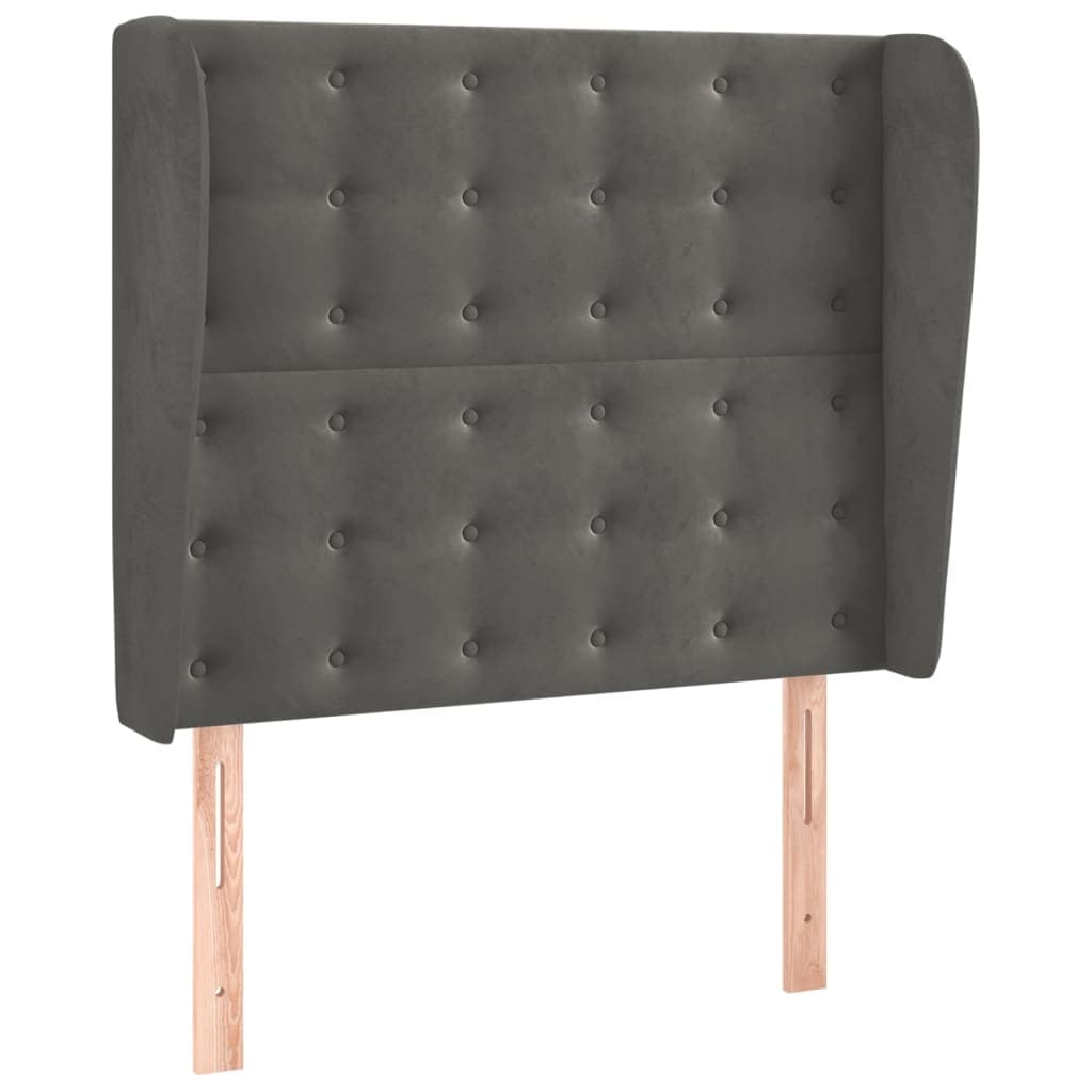 vidaXL Cabeceira cama c/ abas veludo 93x23x118/128 cm cinzento-escuro