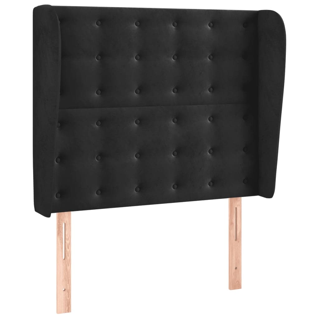vidaXL Cabeceira de cama c/ abas veludo 103x23x118/128 cm preto
