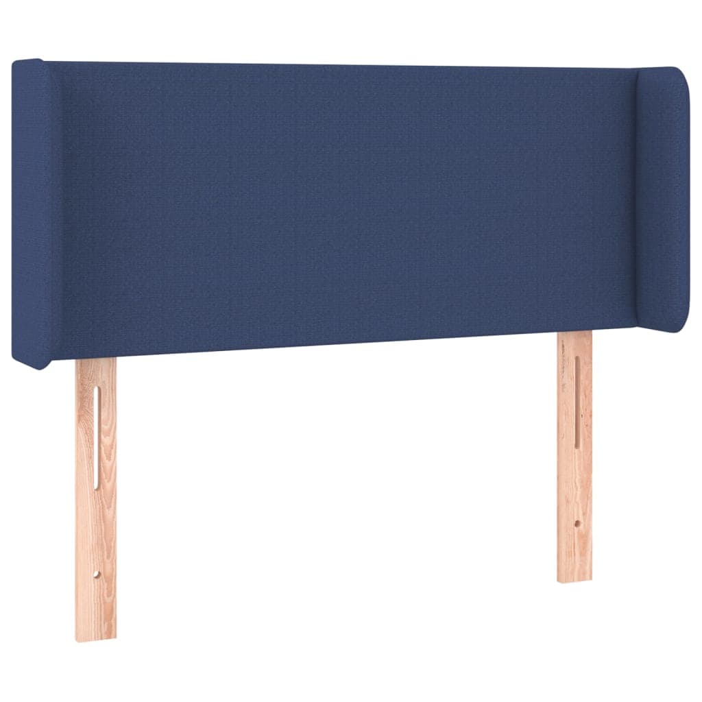 vidaXL Cabeceira de cama c/ abas tecido 93x16x78/88 cm azul
