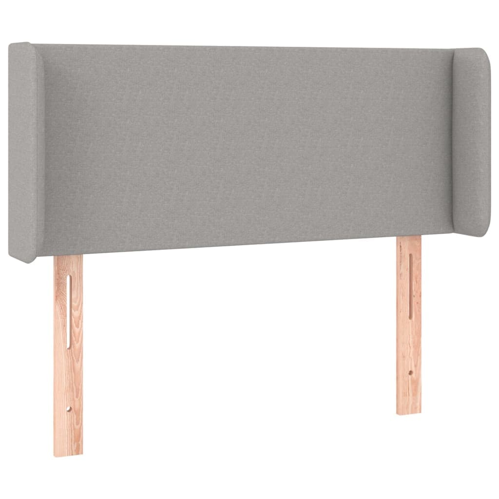 vidaXL Cabeceira de cama c/ abas tecido 93x16x78/88 cm cinzento-claro