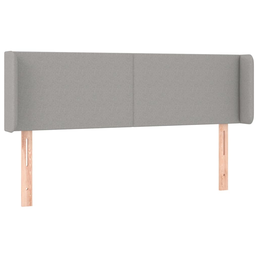 vidaXL Cabeceira de cama c/ abas tecido 147x16x78/88 cm cinzento-claro