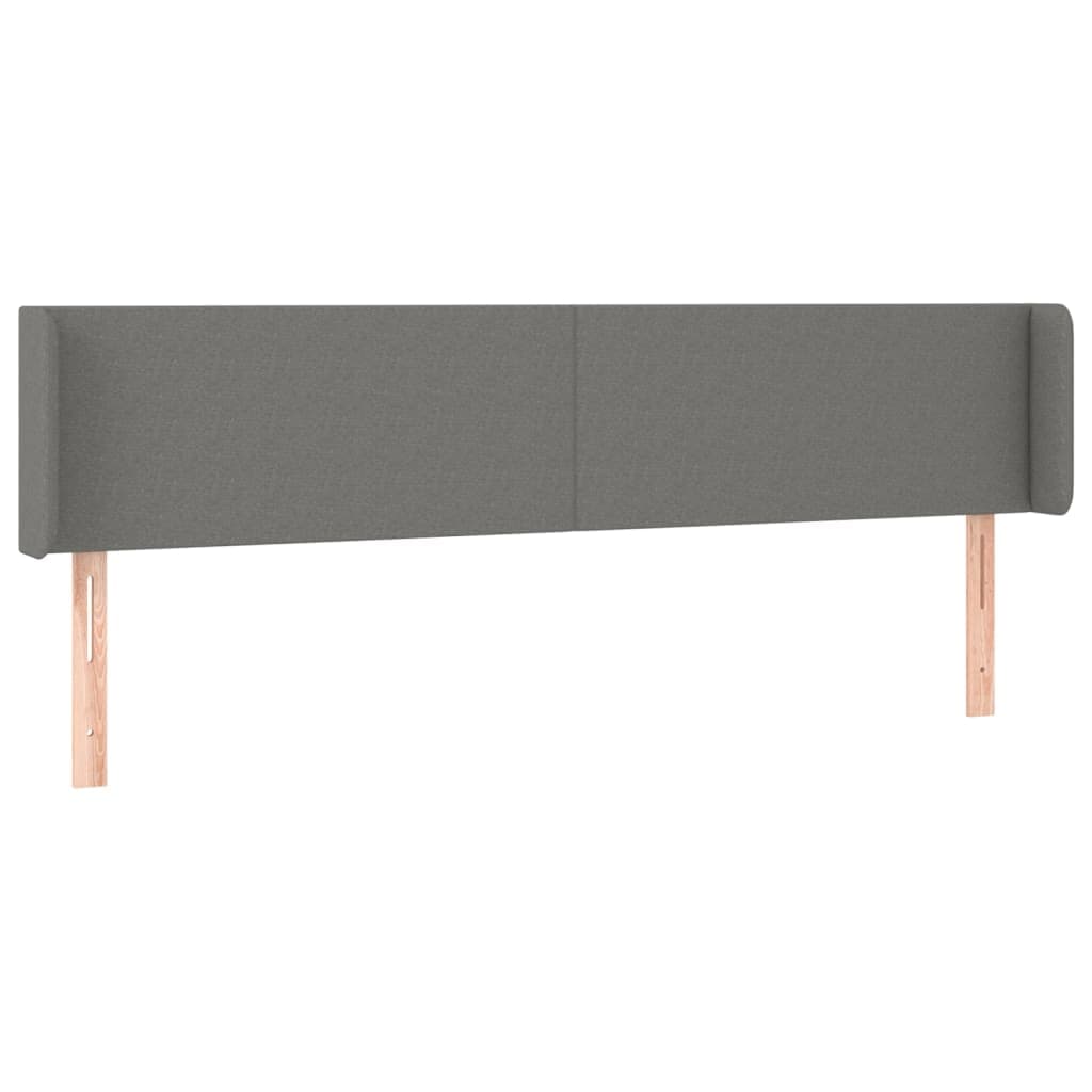 vidaXL Cabeceira de cama c/ abas tecido 183x16x78/88cm cinzento-escuro
