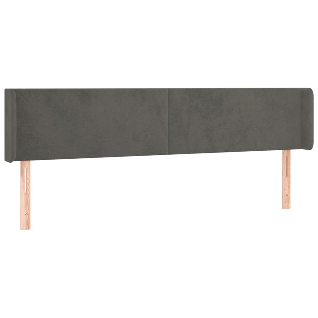 vidaXL Cabeceira de cama c/ abas veludo 163x16x78/88cm cinzento-escuro