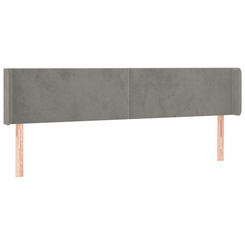 vidaXL Cabeceira de cama c/ abas veludo 183x16x78/88 cm cinzento-claro