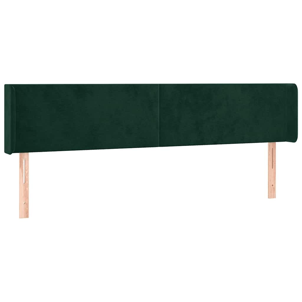 vidaXL Cabeceira de cama c/ abas veludo 203x16x78/88cm verde-escuro