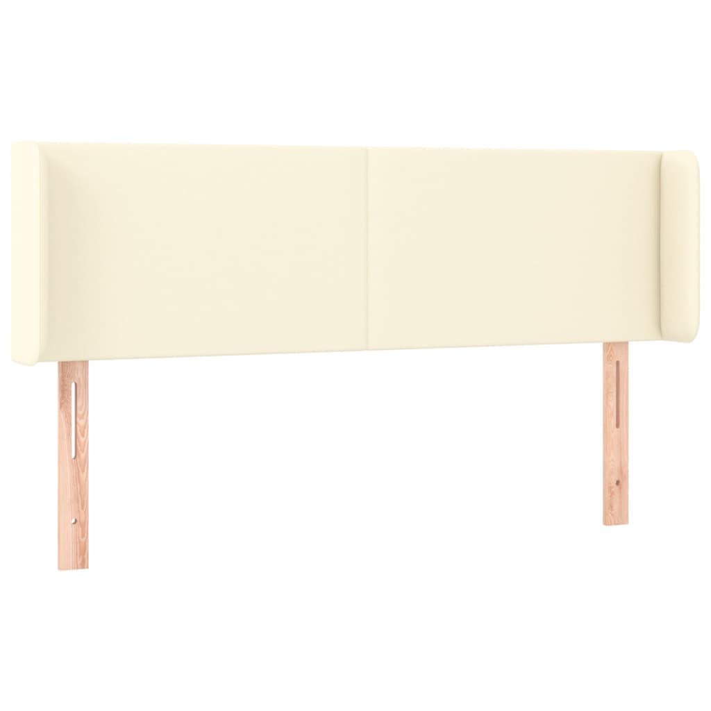 Cabeceira de Cama com Abas Couro Artificial 147x16x78/88cm Creme - 3118580