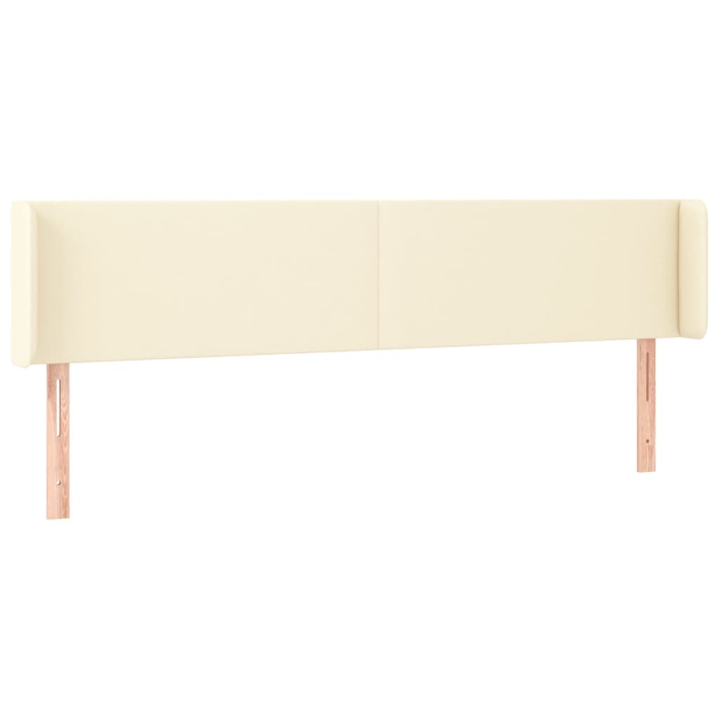 vidaXL Cabeceira de cama c/ abas couro artificial 183x16x78/88cm creme