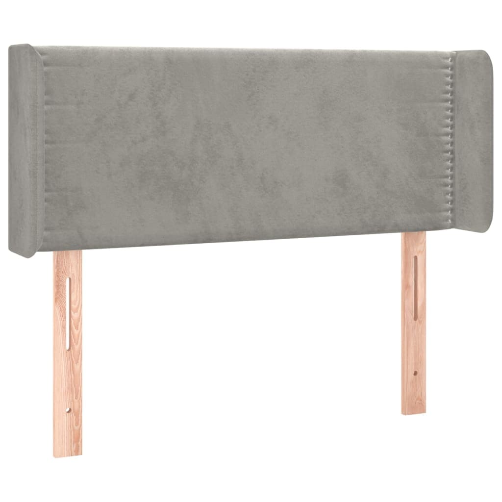 vidaXL Cabeceira de cama c/ abas veludo 83x16x78/88 cm cinzento-claro