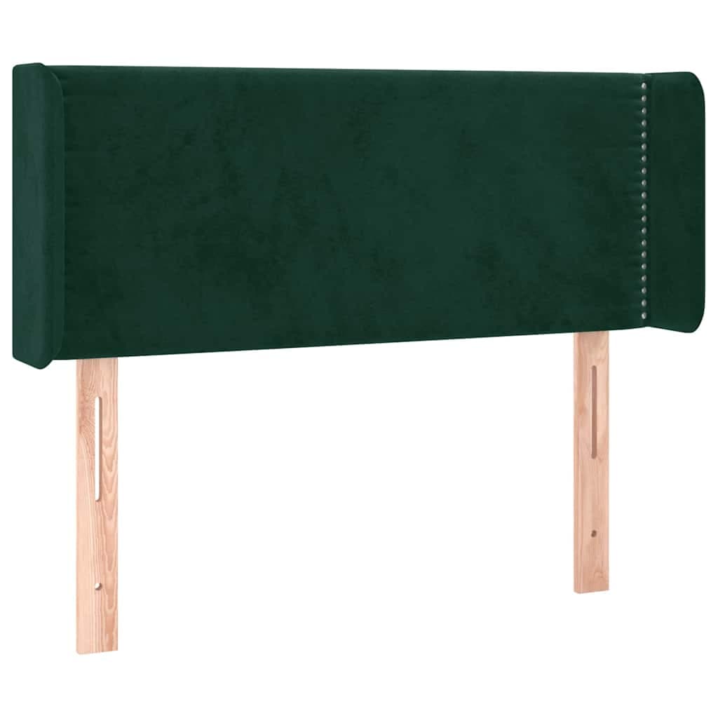 vidaXL Cabeceira de cama c/ abas veludo 83x16x78/88 cm verde-escuro