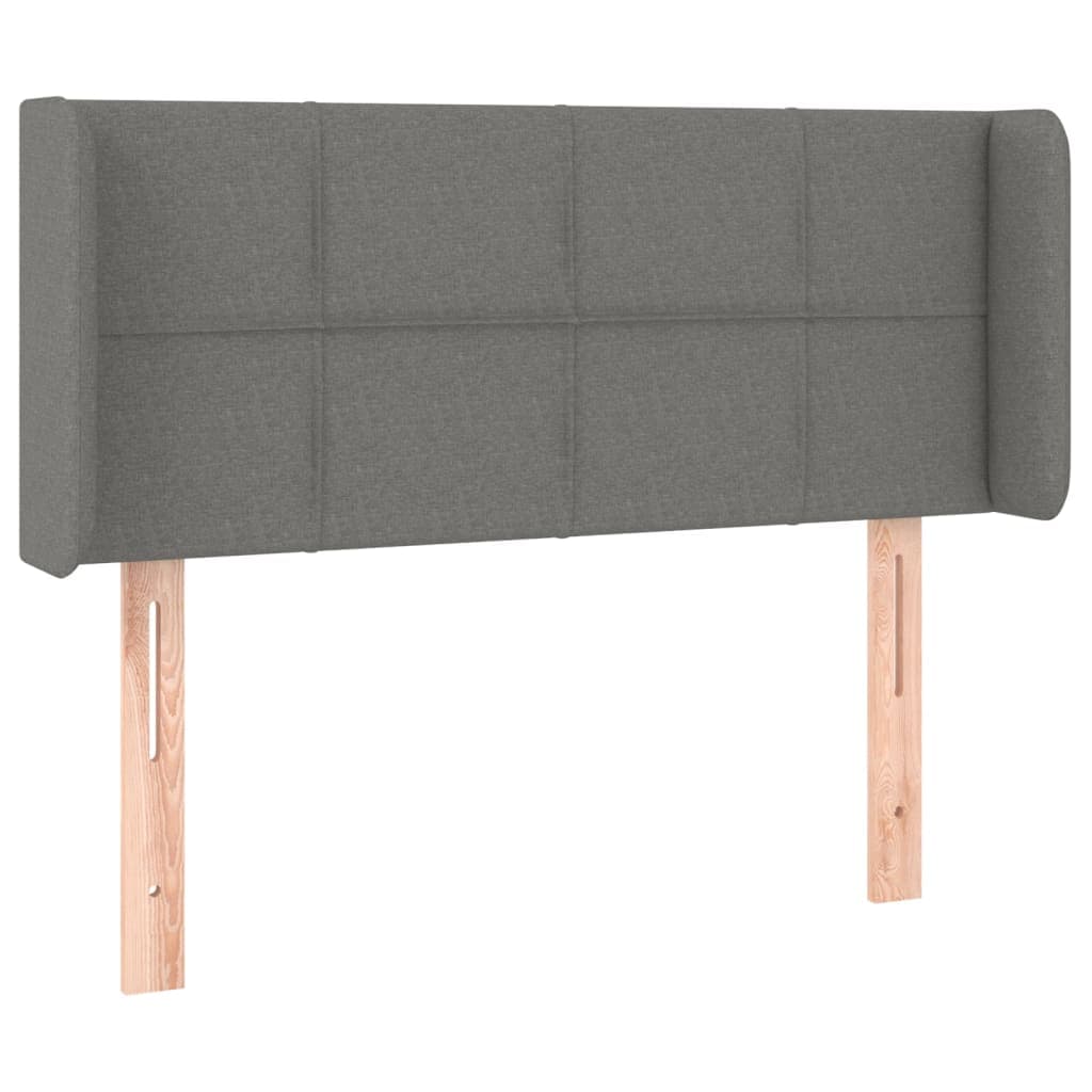 vidaXL Cabeceira de Cama com Abas Tecido 93x16x78/88 cm Cinzento-escuro - 1875940918