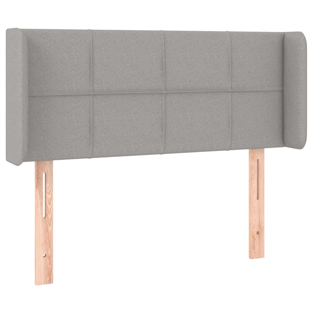 vidaXL Cabeceira de cama c/ abas tecido 93x16x78/88 cm cinzento-claro