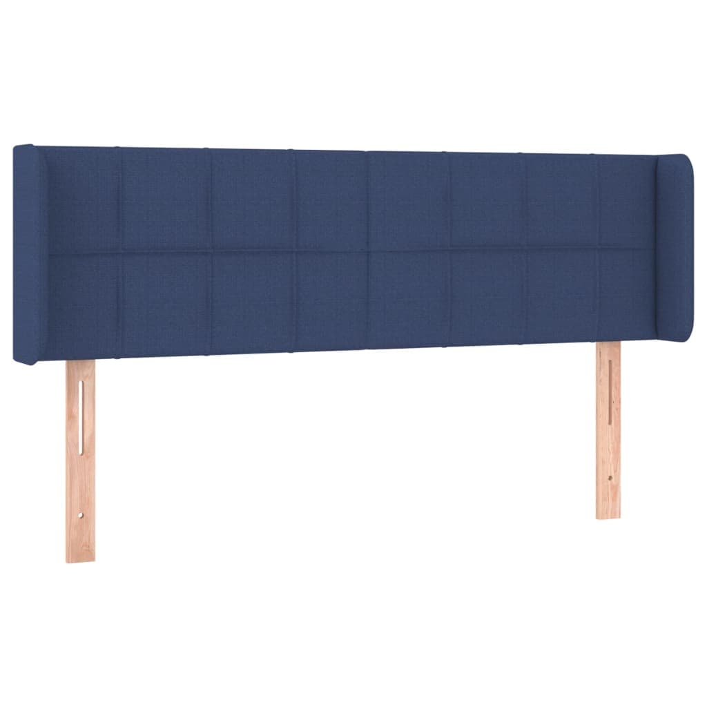 vidaXL Cabeceira de cama c/ abas tecido 147x16x78/88 cm azul