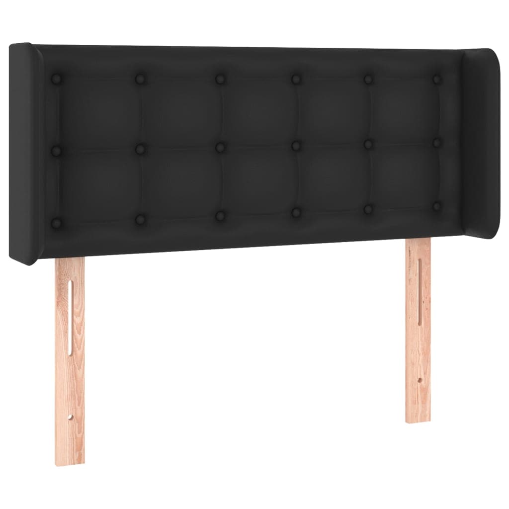vidaXL Cabeceira de cama c/ abas couro artificial 93x16x78/88 cm preto